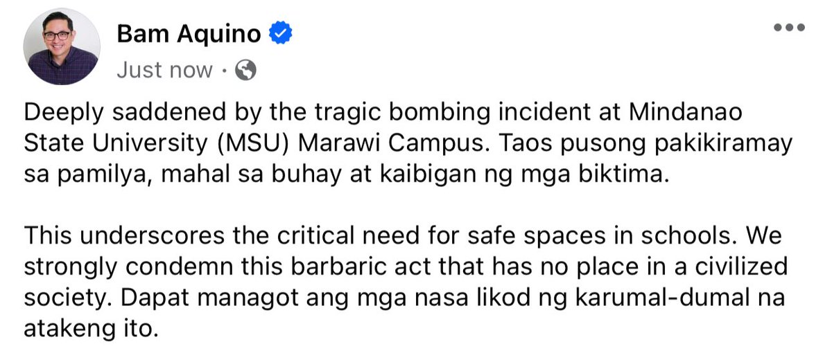 Praying for MSU Marawi today.

We strongly condemn this barbaric act that has no place in a civilized society. Dapat managot ang mga nasa likod ng karumal-dumal na atakeng ito.