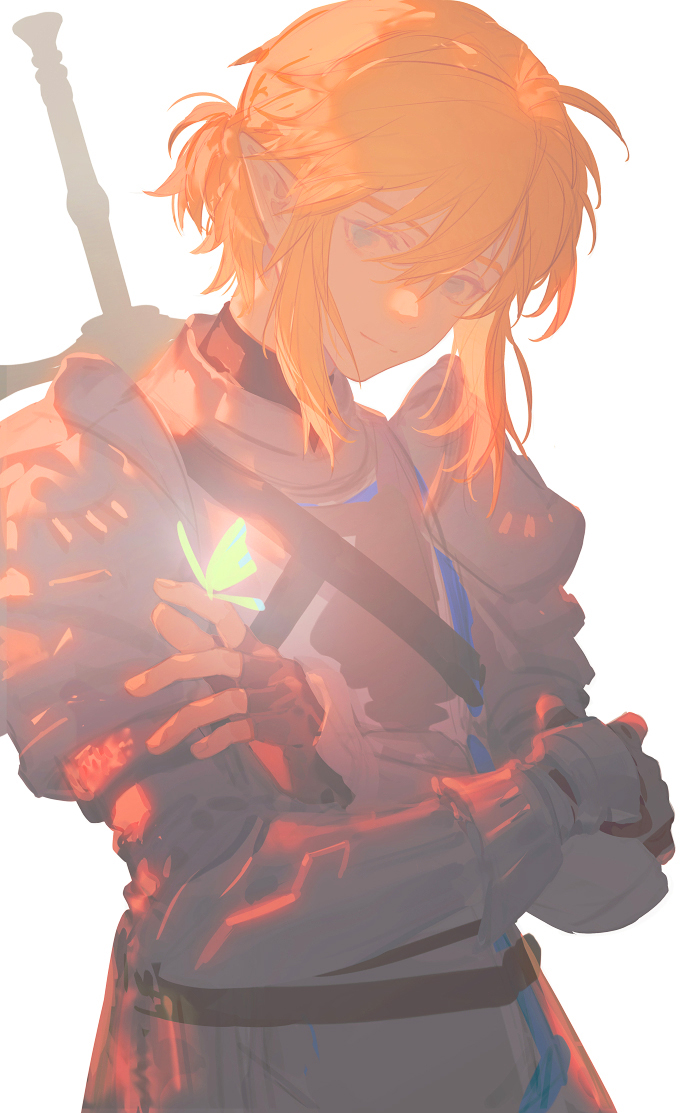 link pointy ears armor blue eyes blonde hair male focus earrings 1boy  illustration images