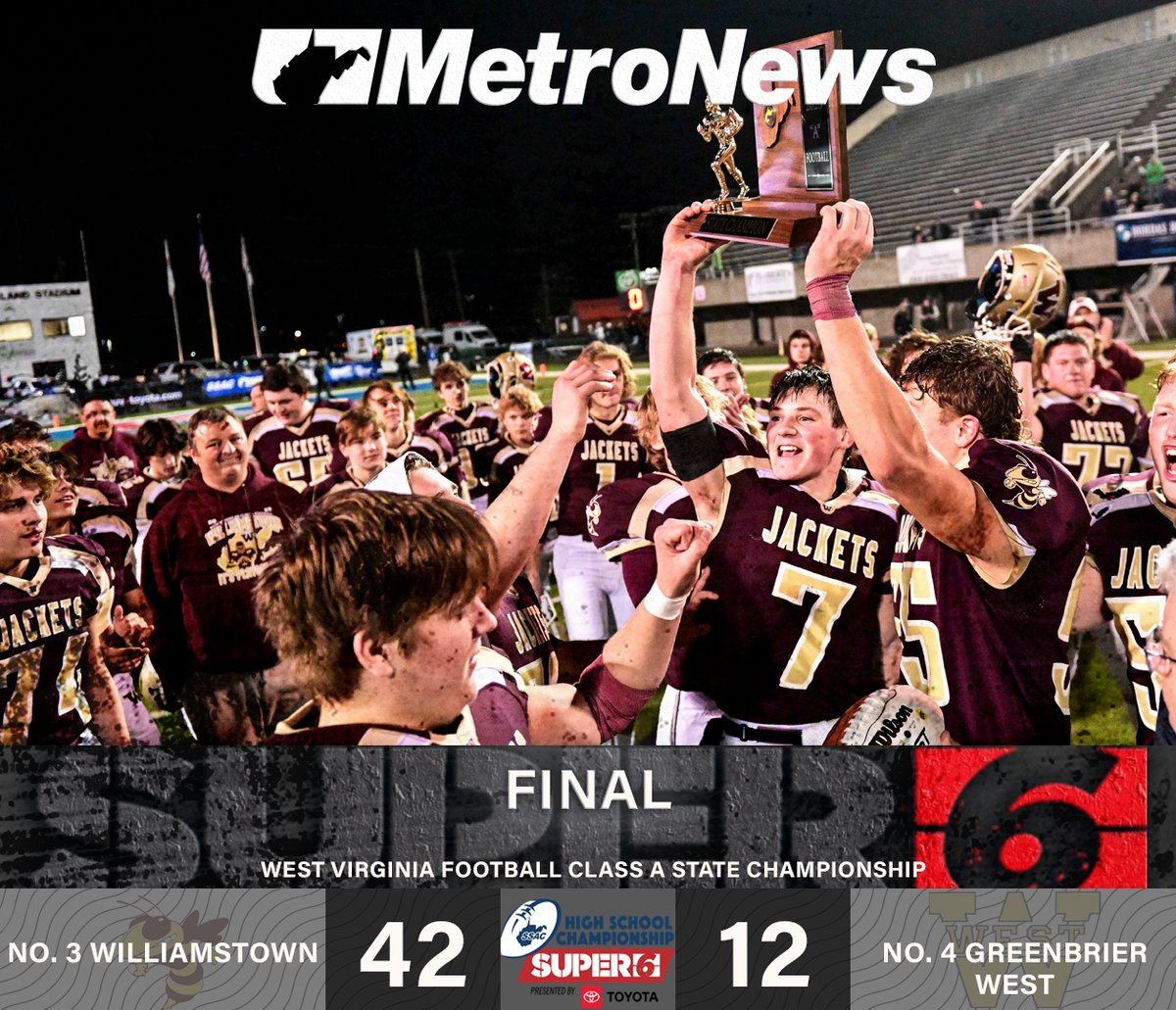 MetroNewsSports's tweet photo. FINAL:
No. 3 Williamstown 42, No. 4 Greenbrier West 12. #wvprepfb https://t.co/ePomtnrzv0