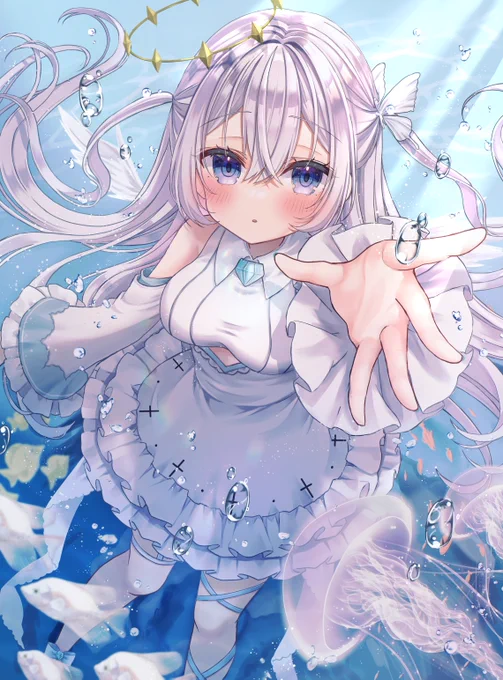リスナー様のご依頼で比羽沢れいら様の一周年記念お祝いイラストを描かせていただきました!  海からきた天使