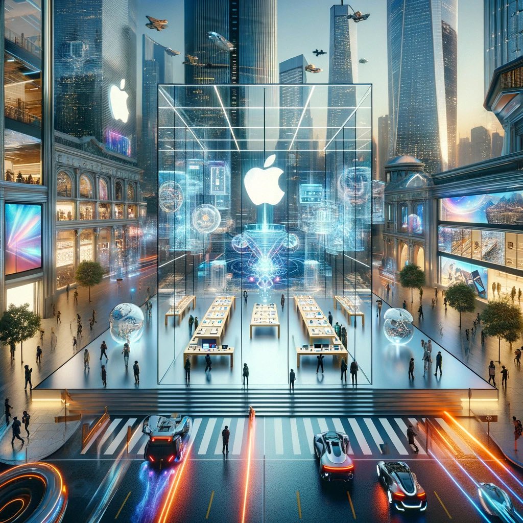 New favorite ChatGPT prompt - “visualize X in year Y.”

The Apple Store in 1920, 1970, 2020, and 2070 (from u/travisbuhler)👇