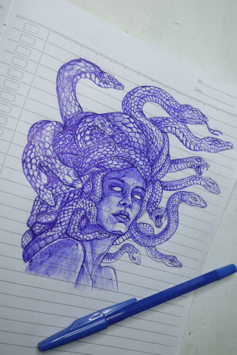 ManGimbal1's tweet photo. Medusa🐍🐍 #artwork #art #pen #drawingpen https://t.co/x9lOoPImEH