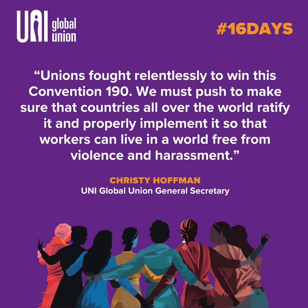 🤔 How can we stamp out violence and harassment in the workplace? Take a look at the tool kit designed for trade unions to understand and implement #ILOConvention190 #16Days 🛑🙅‍♀️🤔 uniglobalunion.org/news/global-tr…