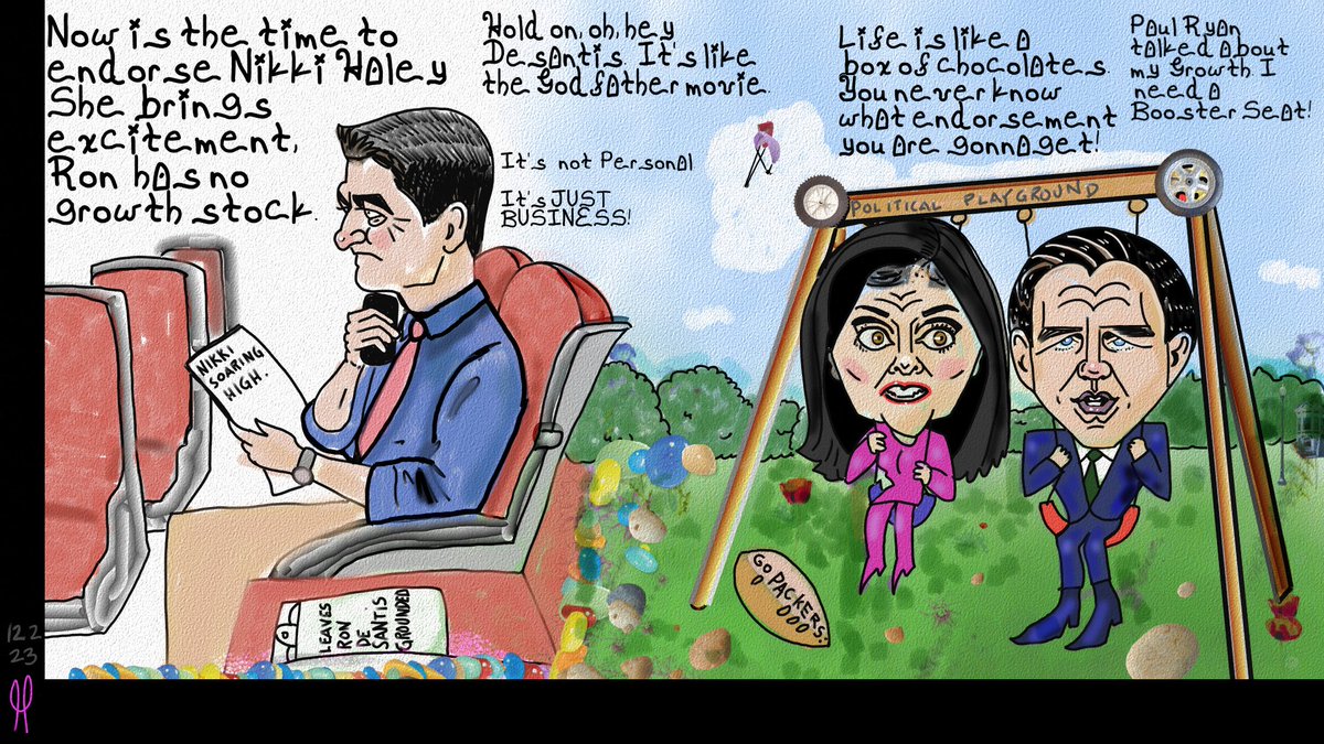 Paul Ryan Nikki Haley Ron DeSantis political cartoon

#PaulRyan throws out #RonDeSantis for #NikkiHaley #politicalcartoon for President #DonaldTrump