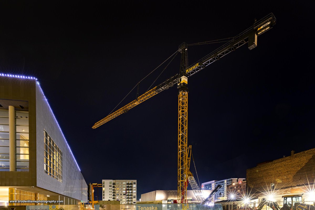 GrowOmaha's tweet photo. The tower crane is now in place for the Tenaska Center for Arts Engagement at the Holland Performing Arts Center.  #Omaha @OPerformingArts https://t.co/medKp2OBY8