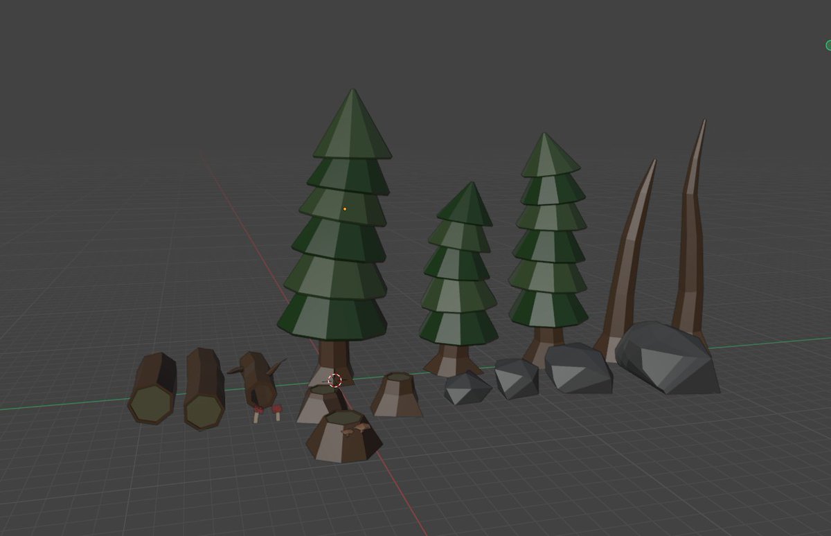 I've decided to make some asset parks to practise my low poly skills in blender, this is the beginning of the nature one. Thoughts?
#Blender #lowpoly