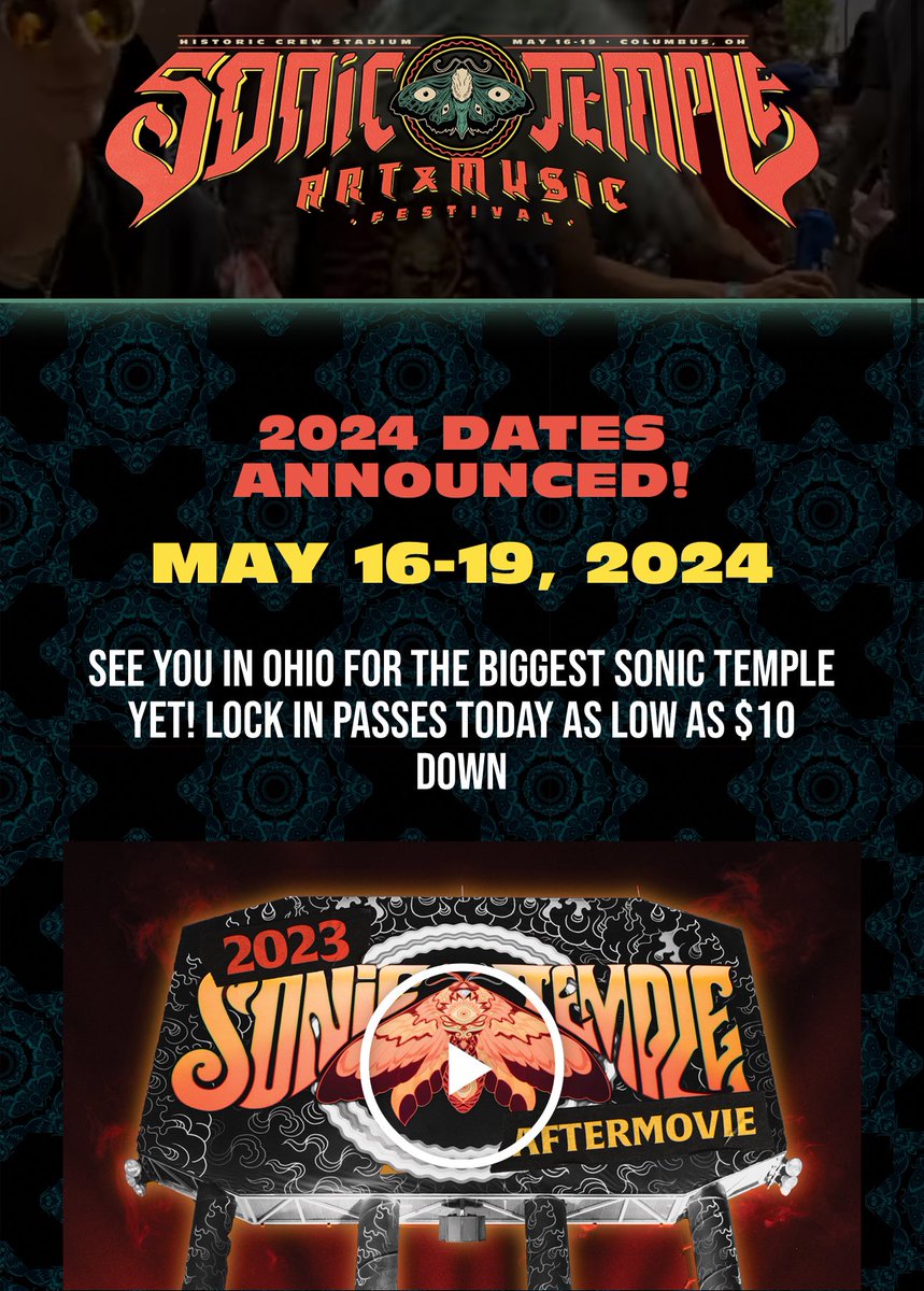 @HSAddict697 @abekanan STUB HUB has KISS 2.0 playing the Sonic Temple Festival on May 16th 2024