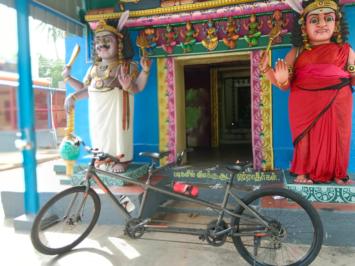 Exploring temple City @ Trichy on 2 woman tandem.
