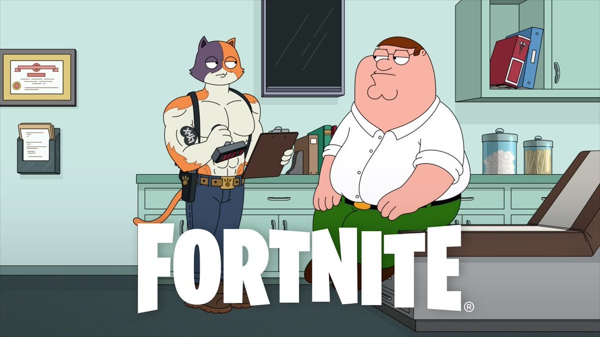 HYPEX's tweet photo. NEW FORTNITE CHAPTER 5 SHORT - Drops in 90 Minutes ‼️

"Peter Griffin Seeks Fitness Advice from Meowscles | Fortnite Hybrid Short" https://t.co/yVZOLofkdA