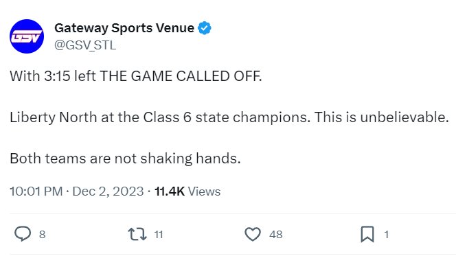 Man, we really went from 2 teams praying together after a State Championship game to having to end one with time still on the clock in the matter of a few hours...