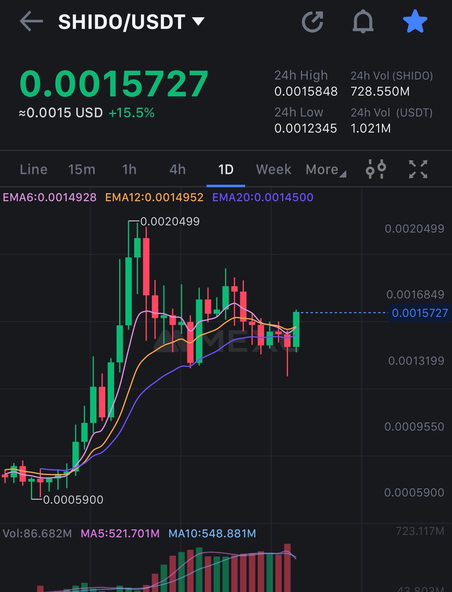 XMaximist's tweet photo. Keep your eyes on $SHIDO looks like a double bottom and now moon! 🚀

@shidonetwork 🔥 https://t.co/Fffaai6qy9