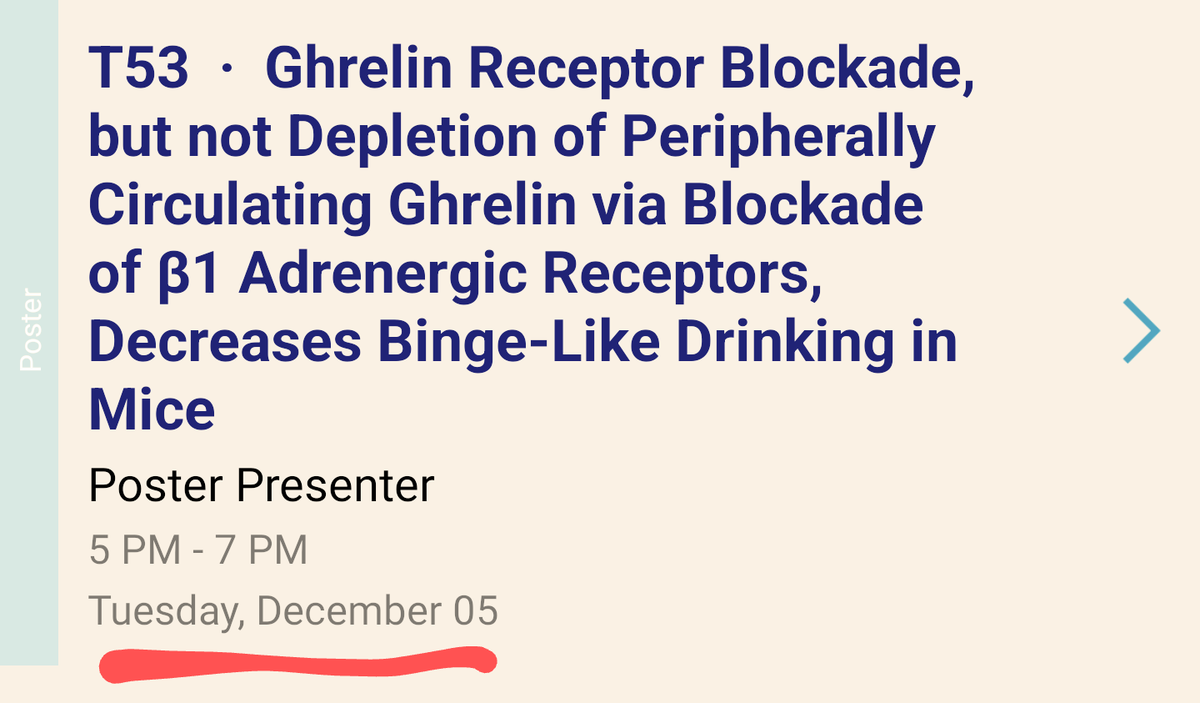 So grateful and thrilled to attend #ACNP2023 as a travel awardee! I am an MD/PhD student with @Lorenzo__Leggio and my poster # T53 on the interactions of Ghrelin Stress, and Alcohol Use Disorder will be on Tuesday! Many thanks and much gratitude to @ACNPorg @UNCmdphd