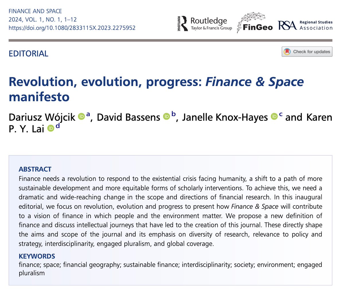 As <a href="/COP28_UAE/">COP28 UAE</a> UAE is calling for more money going into climate funds, we must remind ourselves that in some human and human-environment relationships, less finance would be better for sustainable development. The <a href="/financeandspace/">Finance & Space</a> manifesto explains. tandfonline.com/doi/full/10.10….
