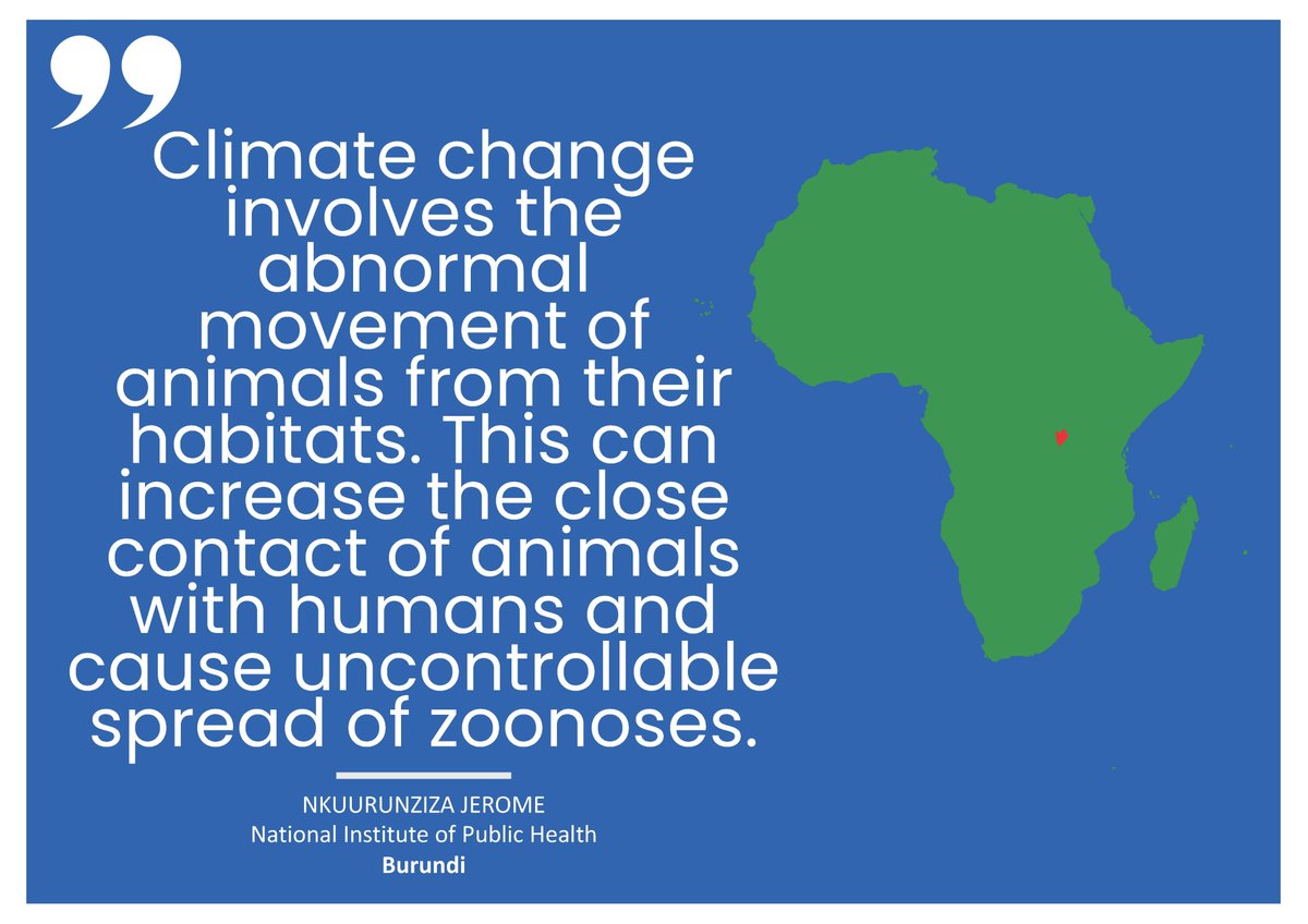 ceri_news's tweet image. We fully agree that rising temperatures and habitat loss can fuel the spread of diseases from animals to humans. Addressing climate issues is crucial not just for our planet but also for global health. #COP28 #zoonoses @jenkhmk2011 @JejeNkurunziza #CLIMADE