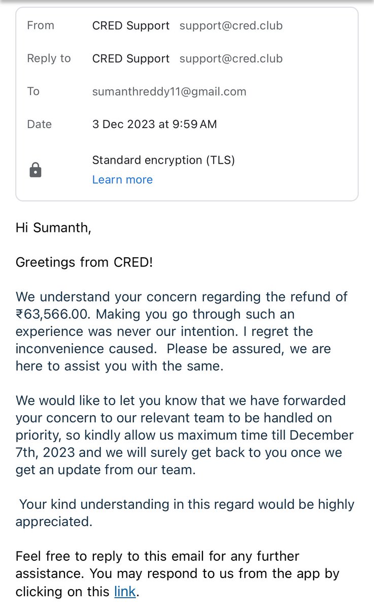 itsmee_Maddy's tweet photo. @CRED_support @kunalb11 : pls see attachment sir 🙏 resolution moved for next week 7th Dec, I’ve to make other payment for other credit cards. Kindly pls help me to get my money today. From last 13 days customer team just saying working on it. Ticket number #10662853 https://t.co/vCUm7vHjkE