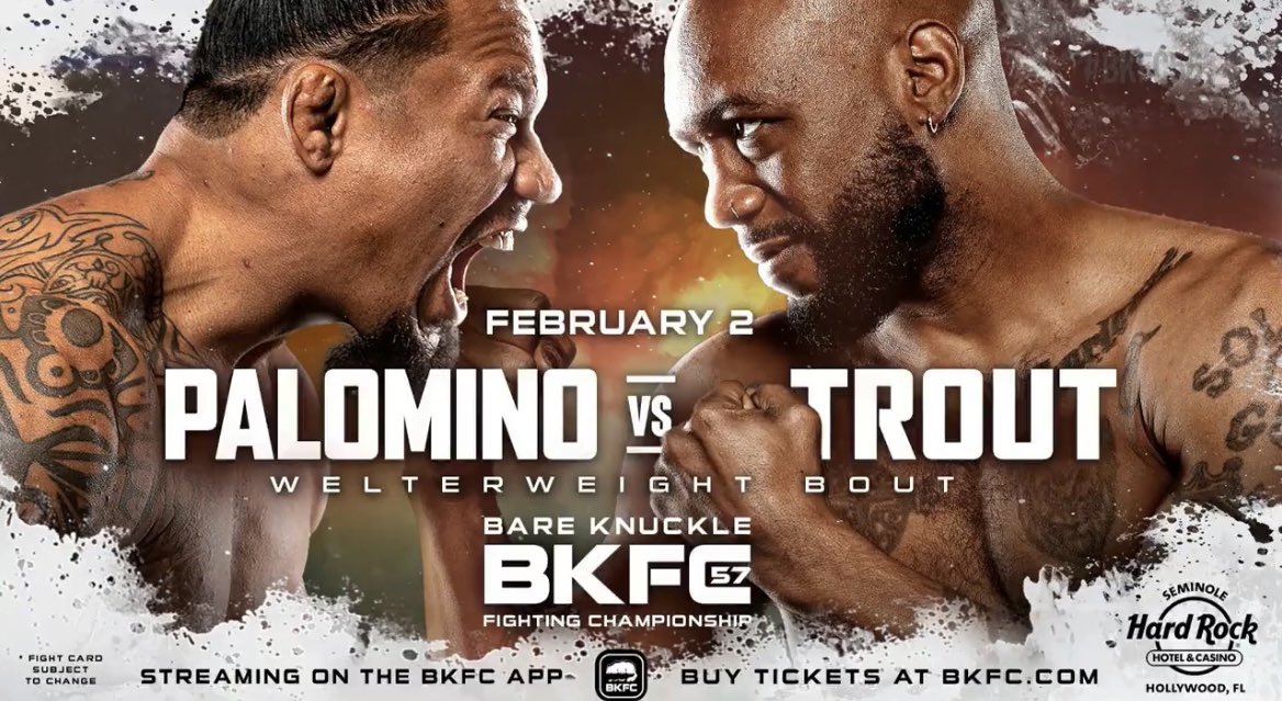 Luis Palomino will defend his BKFC Welterweight title against former World Boxing Champion Austin Trout in the main event of #BKFC57 on February 2nd.