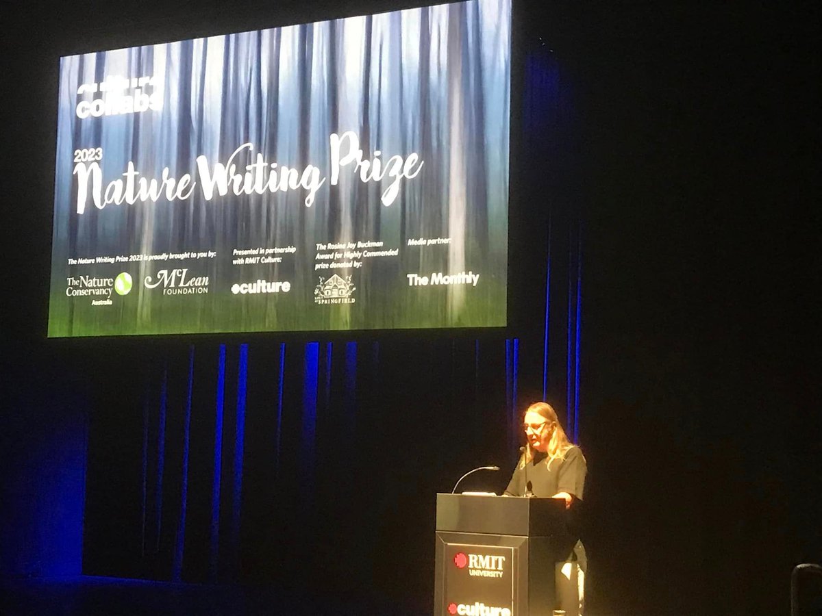 nonfictionLab's tweet image. Congrats Bonny Cassidy, shortlisted for the 2023 Nature Writing Prize, alongside Lily Chan, @ProfLesleyHead, Connor Tomas O’Brien (winner) and Dave Witty. Tim Winton's keynote called to centralise nature in art. #naturewriting #naturewritingprize #writingcommunity @ResearchRMIT
