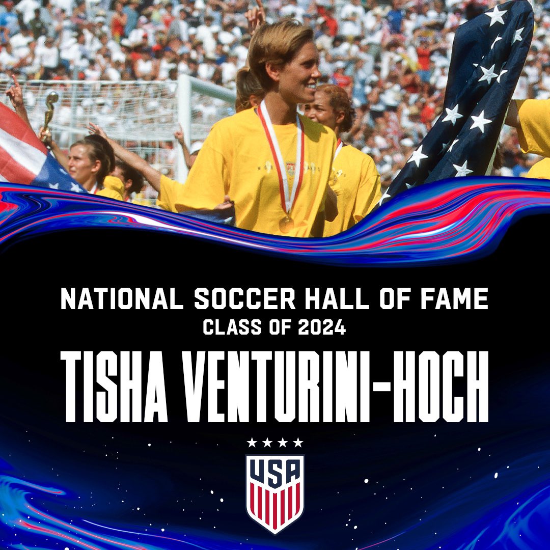 Gold Medalist 🥇 World Cup Champ 🏆 Hall of Famer 🌟 99er Tisha Venturini-Hoch is headed to the @soccerhof!