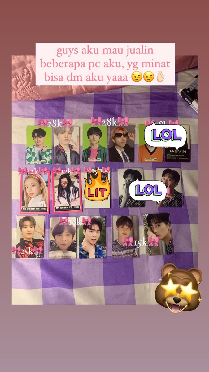 aellucu's tweet photo. #wts / want to sell pc chenle,jisung,jaemin,karina,giselle,mark,jongwoo,johnny

🎀 harga tertera difoto
🎀dom cirebon, jabar
🎀via 🍊
🎀 bisa keep event

#wts #wtspc https://t.co/2Fq6HpTtFZ