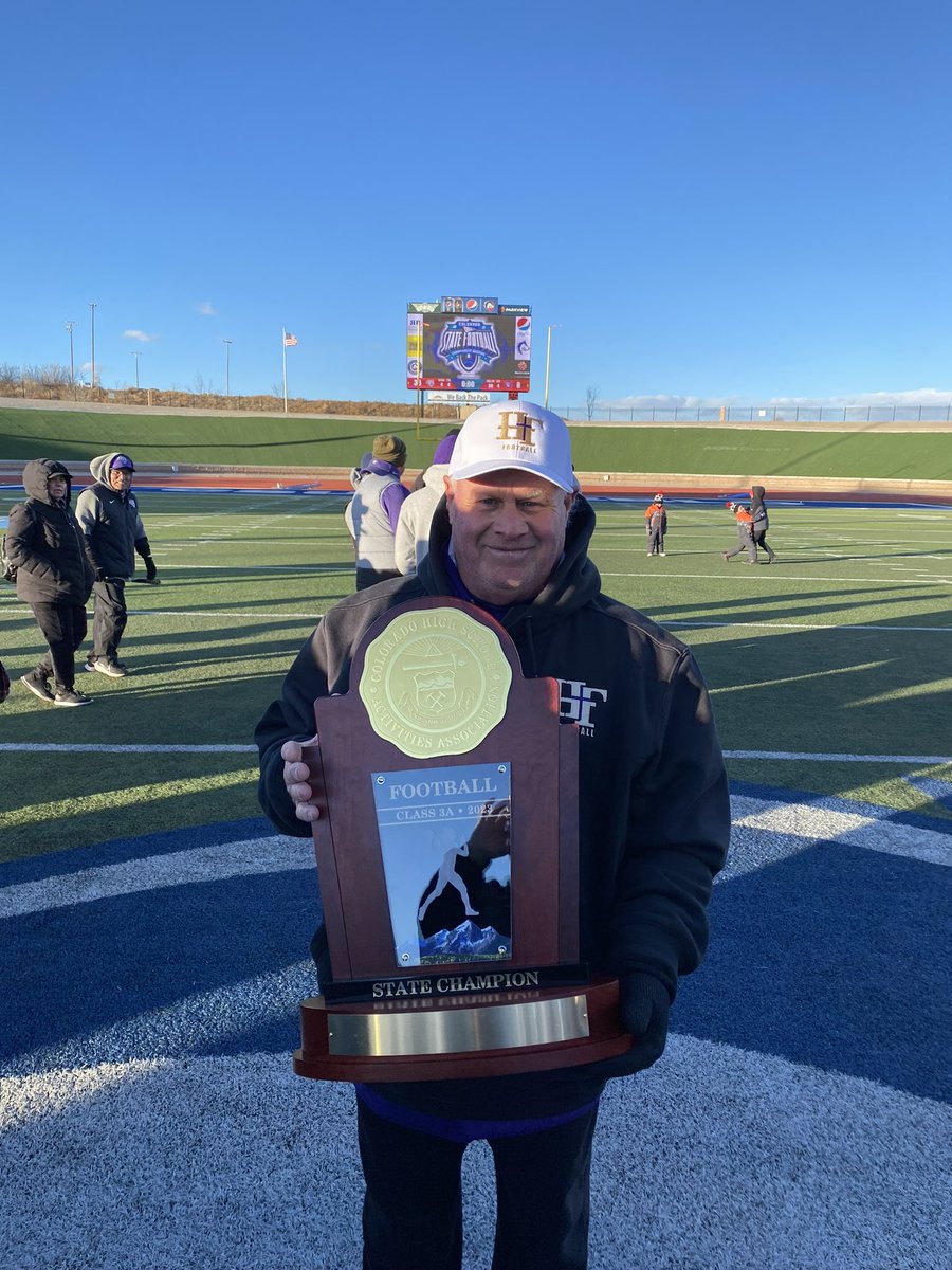 ADbishopbhs's tweet photo. My dad, Coach Bishop, at 71, wins the 3A State Title. Congrats to @holyfamilyhs and you dad. You truly deserve it. Love ya. #GOAT #HOF @BoCoPreps @CHSAA @JeffcoSchoolsCo https://t.co/oHZD1DFotv