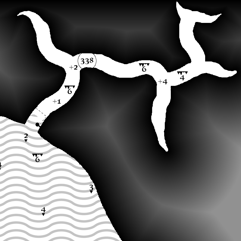 ZathrasAdventur's tweet image. #dungeon23 #Day338 The echoing ringing across the cold lake comes from a shining brass bell with an attached brass chain and bobber in the water. Beyond the bell is a slippery limestone passage slowly ascending and twisting through the stone. zathras.wikidot.com/dungeon-2023