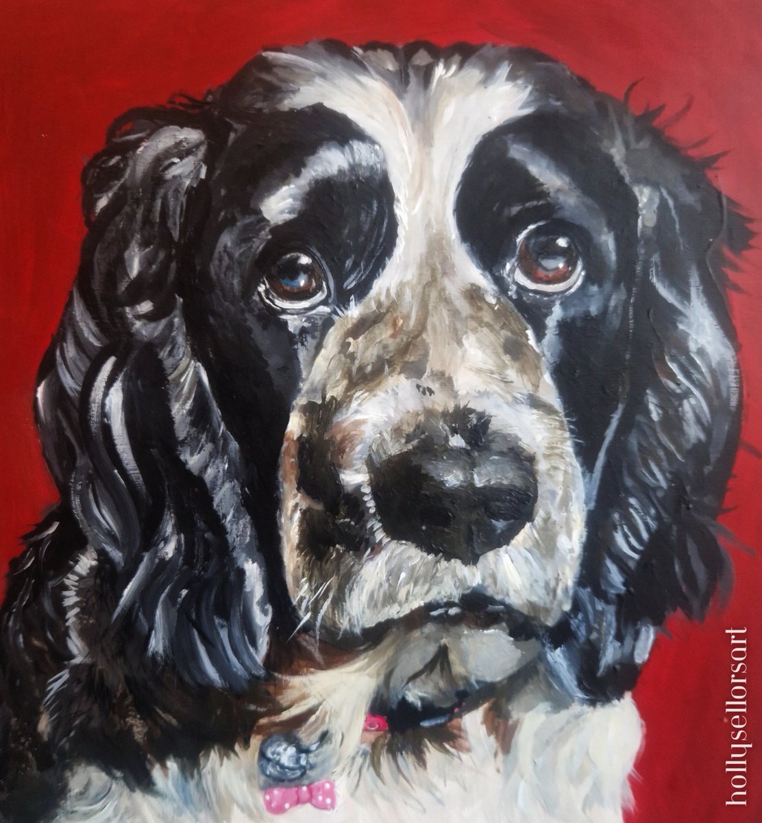In memory and celebration of Poppy 🌈❤️ for @TaylorShone ❤️🌈 I hope I managed to capture her well 🥰

What do you all think? I love the red 😍 

❤️ a RT 🙏😽 

#christmasgift #springerspaniel #acrylicpainting #petportraitartist #petportrait #dogmemorial #dogsoftwitter