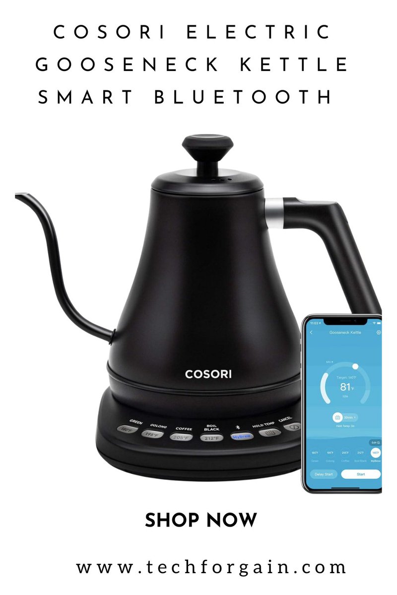 GainTechfor's tweet photo. COSORI Electric Gooseneck Kettle Smart Bluetooth with Variable Temperature Control, Pour Over Coffee Kettle &amp; Tea Kettle, 100% Stainless Steel Inner Lid &amp; Bottom, Quick Heating, Matte Black
Learn more-https://t.co/nIyShJFbR1
#cosori #electric #gooseneck #kettle #smart #bluetooth https://t.co/cNWA6HPNjs