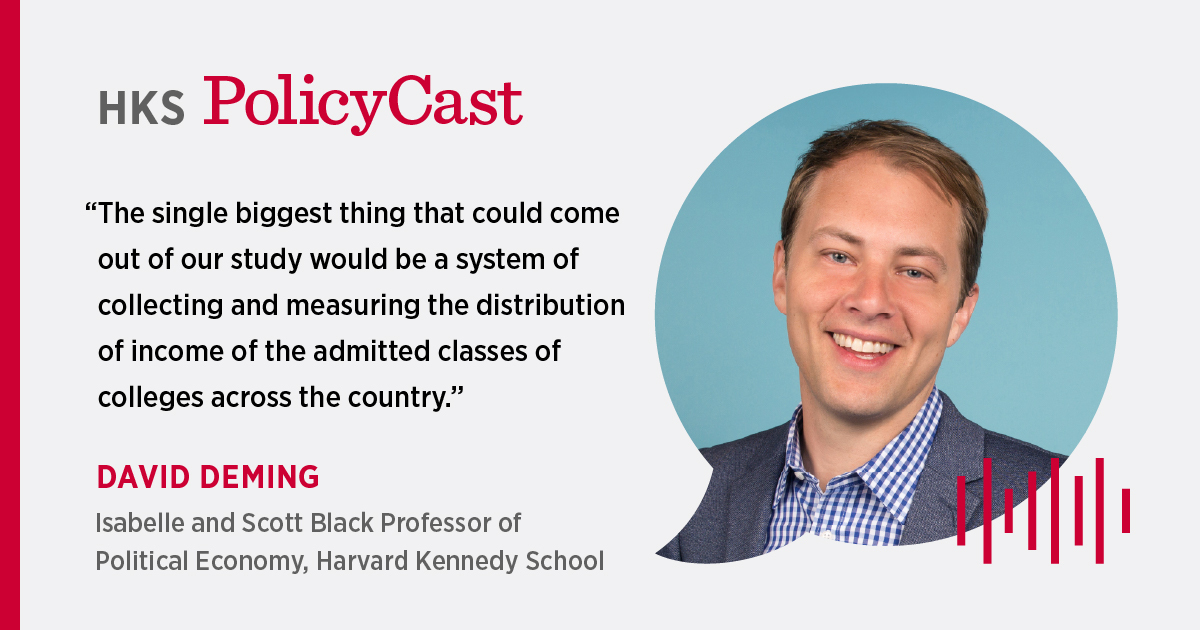 HKS's @ProfDavidDeming and @Harvard's Raj Chetty on how elite college admissions policies affect who gains power and prestige. Listen to their #PolicyCast episode now ➡️ ken.sc/414Mjnq