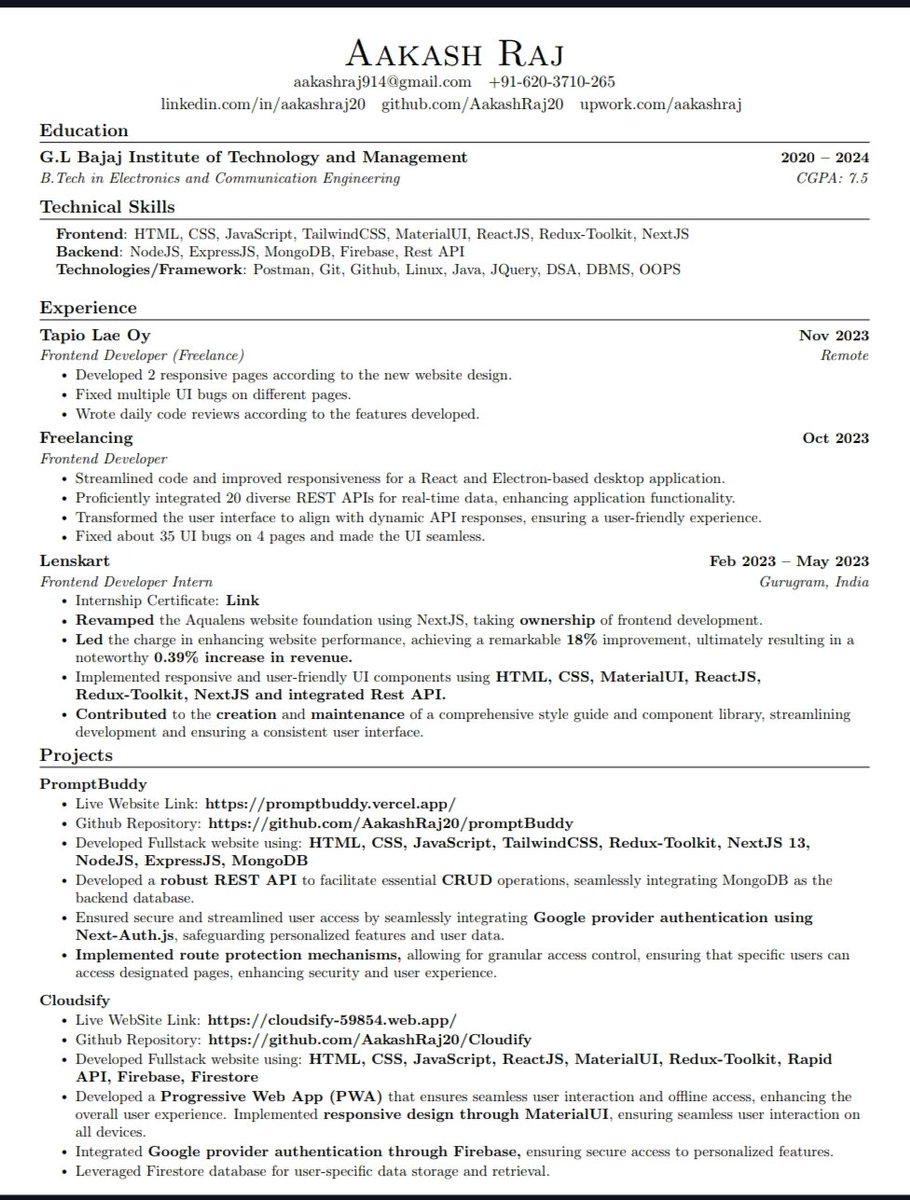 Updated my resume. Give any feedback possible. I will start focusing on job search again rigorously. The aim is to get a decent paying job by the end of February.
#webdevelopment #remotework #Resume