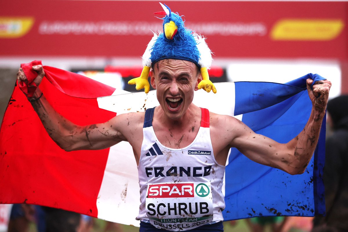 EuroAthletics's tweet photo. King of the mud! 👑 

Yann Schrub 🇫🇷 wins senior men’s gold in #Brussels2023! 🥇 https://t.co/RUyl1LDqJP