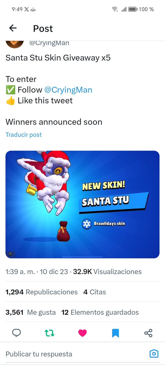 andrexs465's tweet photo. @CryingMan Good luck to all participants and happy holidays https://t.co/MHw0aD2GWH