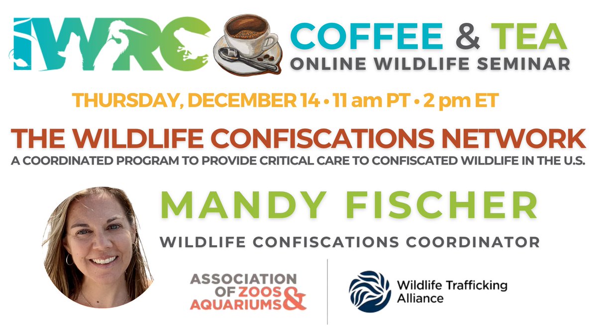 Wildlife trafficking has surged in the past decade. Join us as we welcome Mandy Fischer who speaks with us about this issue on Thursday, December 14.

📝 Register here: us02web.zoom.us/meeting/regist…

📅 Date: Thursday, December 14

🕕 Time: 11:00 a.m. Pacific Time | 2:00 p.m. Eastern