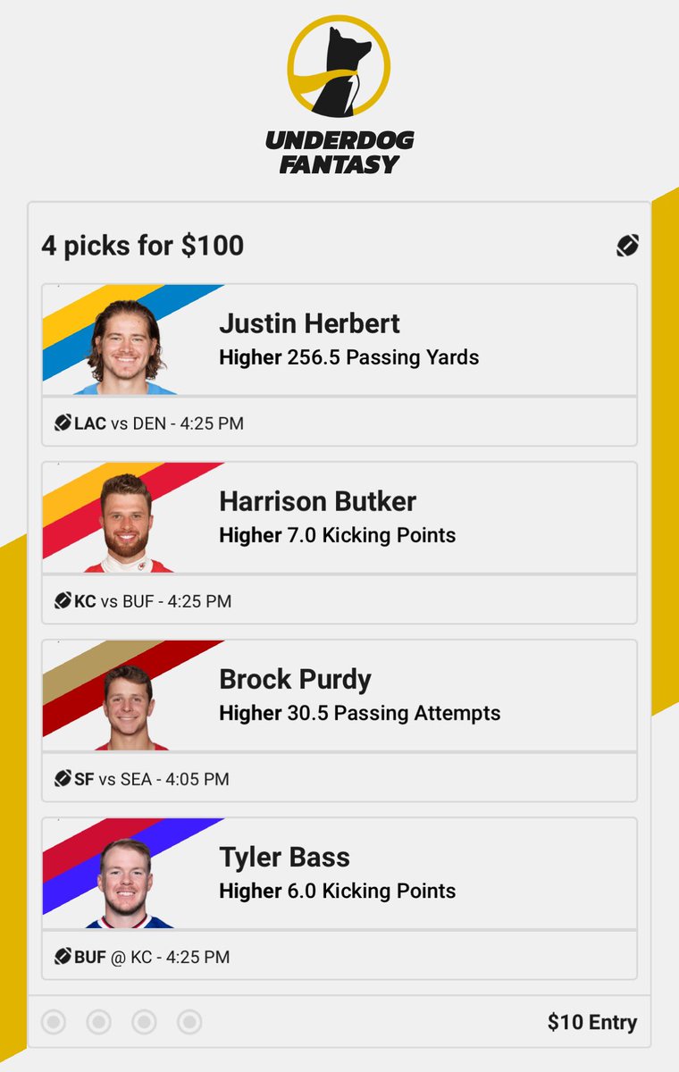 It’s Sunday so you know what time it is ⌚️

Who’s riding with us?

Make sure to use code “SIDELINE” or sign up here: 
play.underdogfantasy.com/p-sideline
