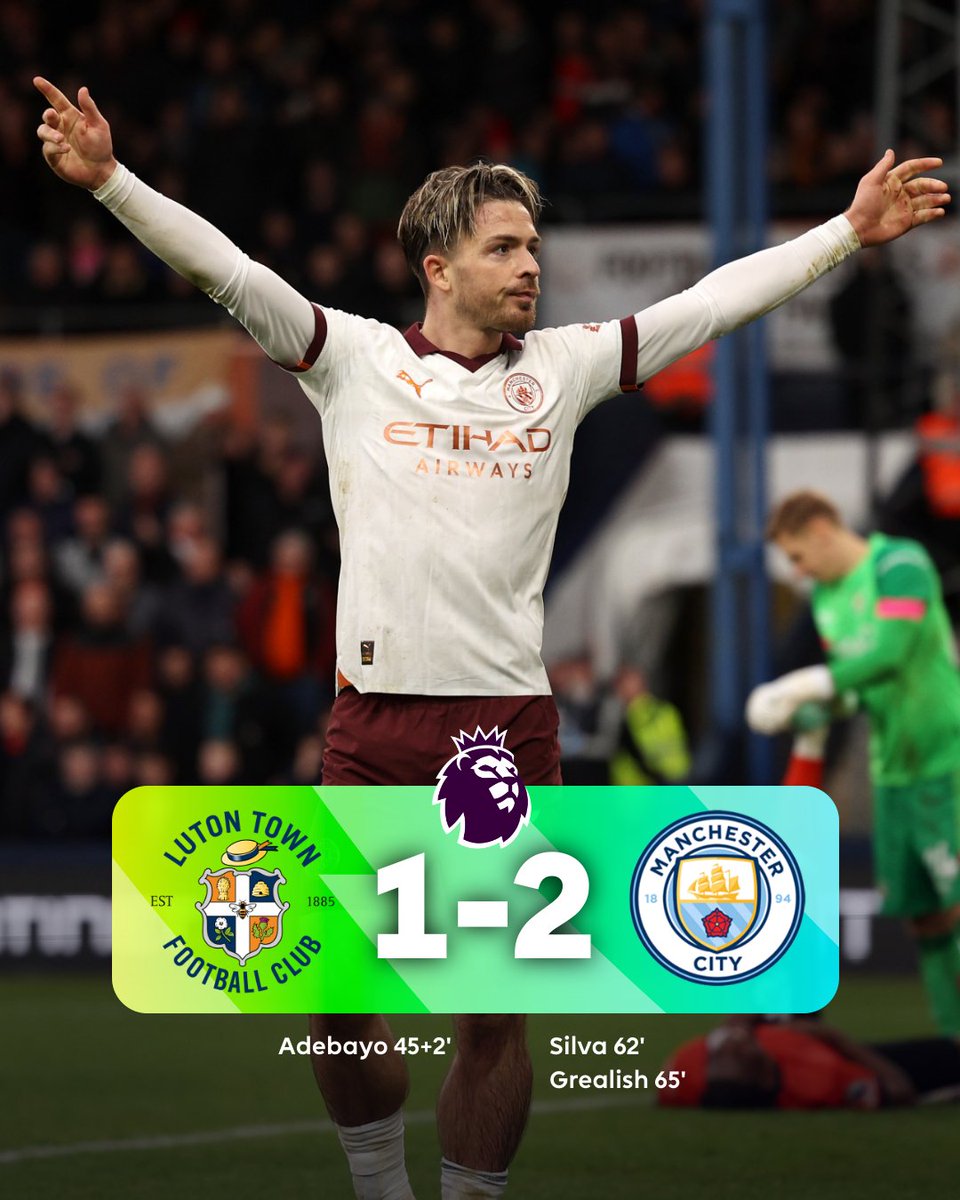 premierleague's tweet photo. Man City secure their first Premier League win in five matches 🔄

#LUTMCI https://t.co/1QrvfaOzkc