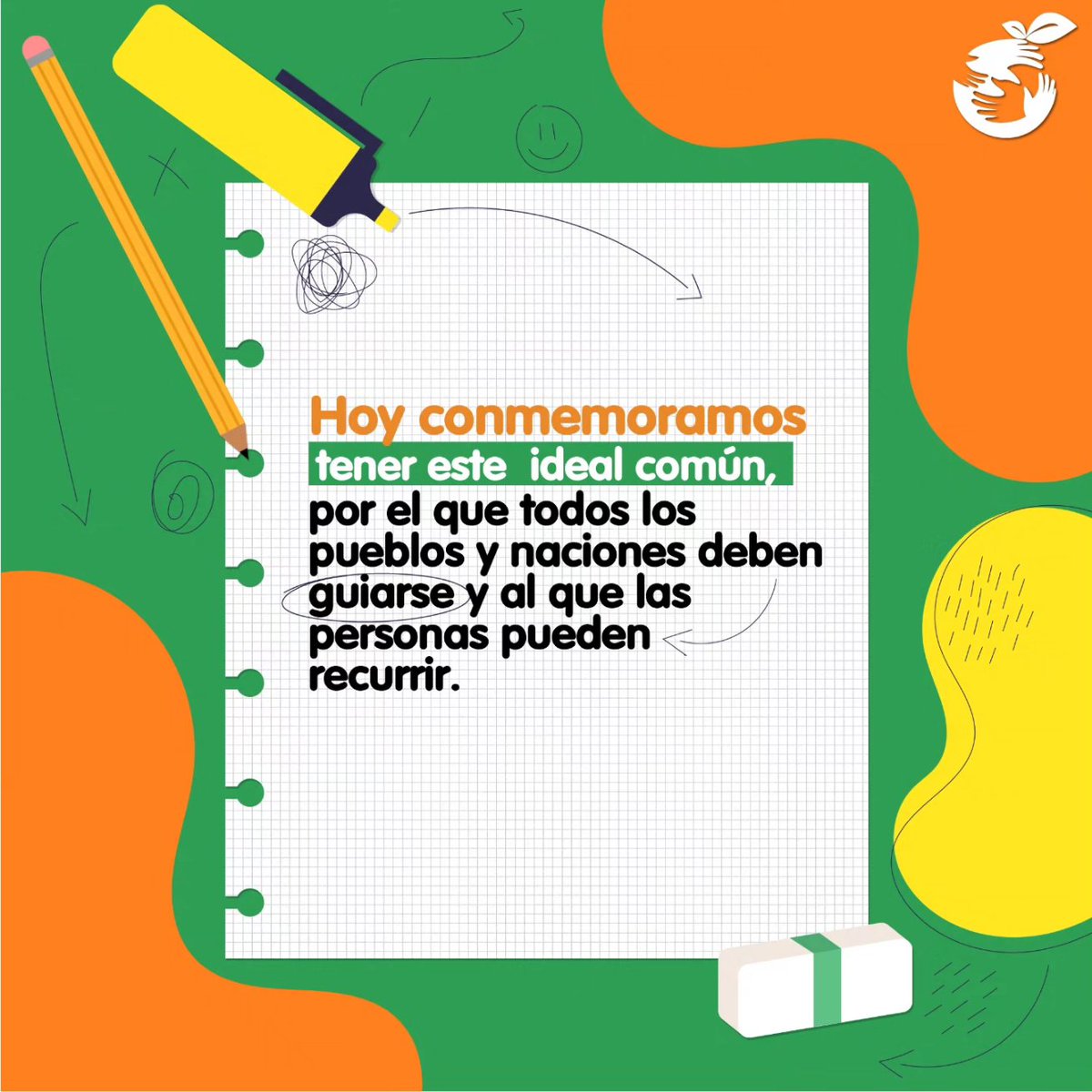 Los Derechos Humanos son los instrumentos que permiten que las personas logren su autorealización. 

Hoy conmemoramos tener un ideal común, donde todos partimos de la igualdad de condiciones y que también nos invita a ser solidarios y pensar en el otro. Porque una sociedad que