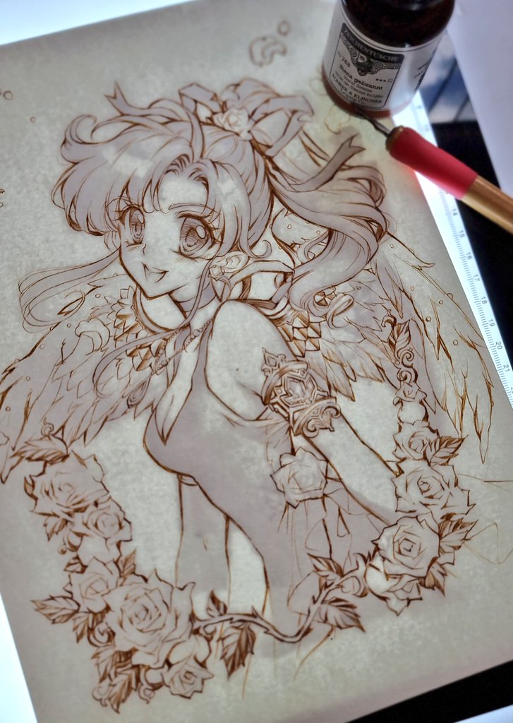 The inking of Moon Angel Jupiter is ready for the coloration 💚
Tools: Rohrer & Klingner drawing ink & Luma Artpaper Mixed Media

#SailorMoonCrystal #sailormoon #sailorjupiter #inkdrawing #ink #makotokino #traditionaldrawing #Art #anime #manga