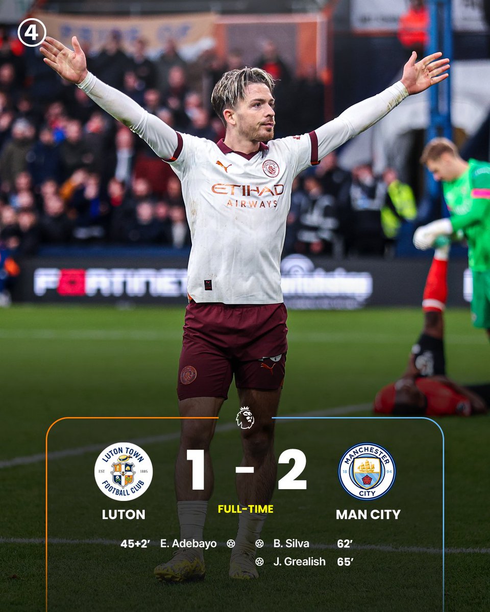 Bernardo and Grealish help Man City to a 𝗻𝗮𝗿𝗿𝗼𝘄 𝗲𝘀𝗰𝗮𝗽𝗲 at Luton ☑️
