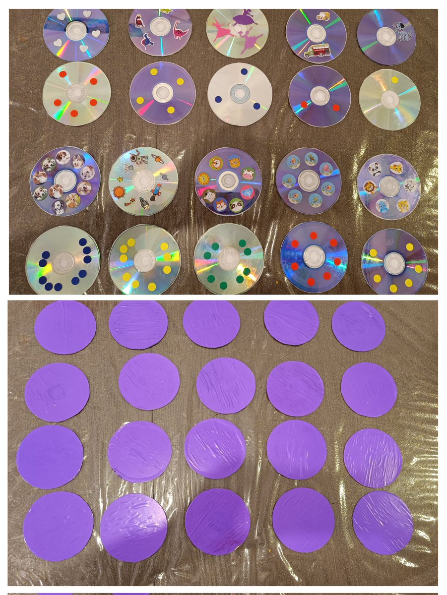 I made an enumeration memory game from old CDs for my kids. The stickers are in different sizes and matched with color stickers.
#earlymath
#math
#continuous_magnitudes