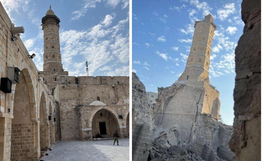 The largest and oldest mosque in Gaza, built in 1340, was completely destroyed by Israel.

 Ancient heritage wiped off the face of the earth.  There are no weapons here - just beautiful architecture and culture, destroyed as collective punishment and to ensure that Palestinians