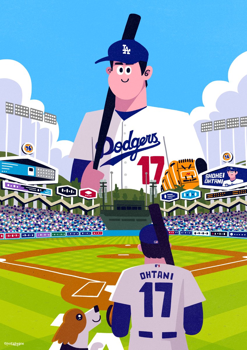 ロサンゼルス・ドジャース 選手イラスト 17番 大谷翔平 ロサンゼルス