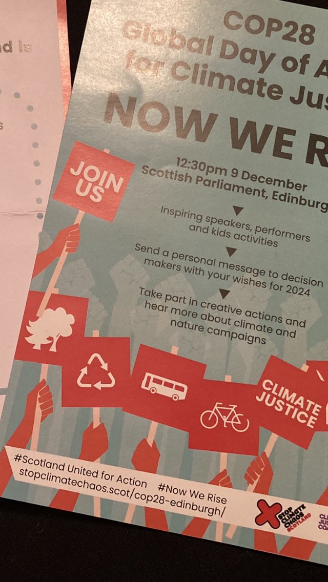 Thank you to #StopClimateChaos Scotland <a href="/sccscot/">Stop Climate Chaos Scotland</a> for organising the gathering outside <a href="/ScotParl/">Scottish Parliament</a> yesterday, despite the weather. 
If you want to send your 2024 climate resolutions to Scottish party leaders, head over to their web site: 
stopclimatechaos.scot/2024-message-t…