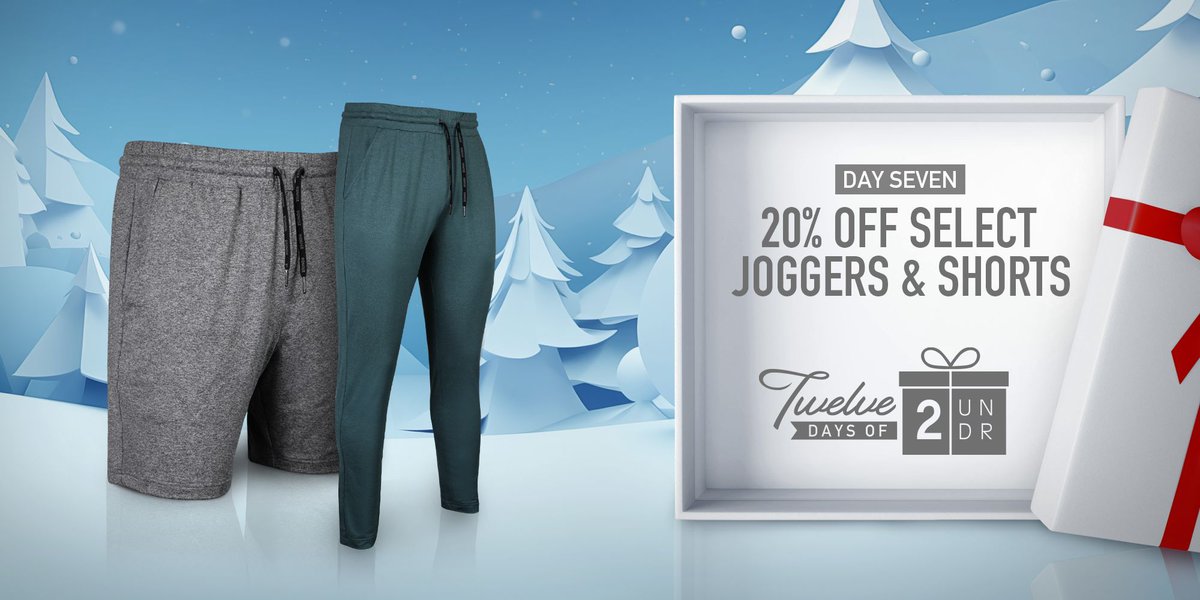 Day 7️⃣ of the 12 Days of 2UNDR – Get 20% OFF Select Joggers & Shorts SHOP HERE: bit.ly/3GAyELF #12DaysOf2UNDR #JoeyPouch