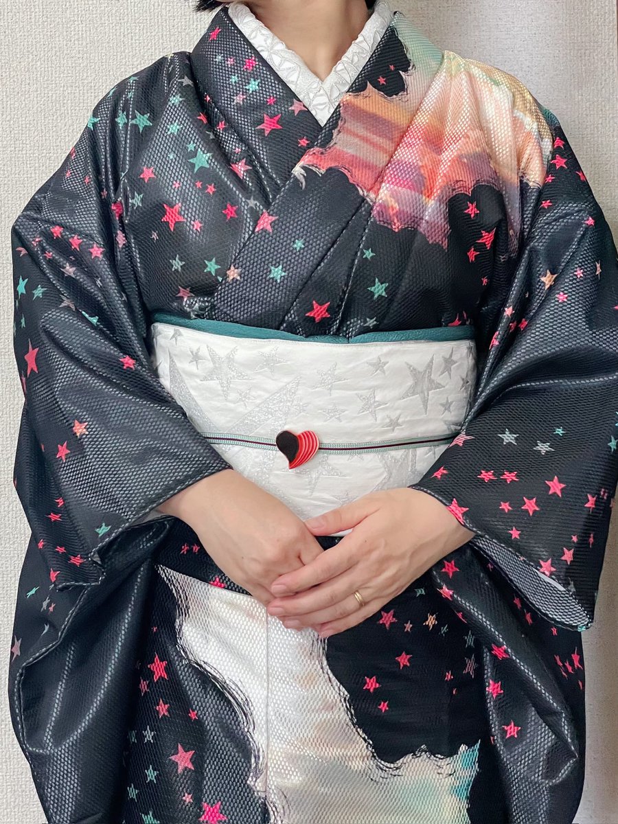 chiyeah417's tweet photo. @zunda_seki 本当好きなもの一緒���よねぇ❣️
わたしのは普通に⭐️。
@rumirockstore 着物「ペルセポネの春」
#ricostyle 兵児帯「ラッキースター」
半衿 星のレース生地
#rumirock 半幅帯「スパークリングスター」 https://t.co/dBbsoRtUY3
