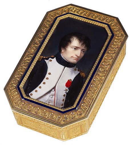 Miniature portrait of Napoleon set on a box. By Jean-Baptiste Isabey. 1800s.