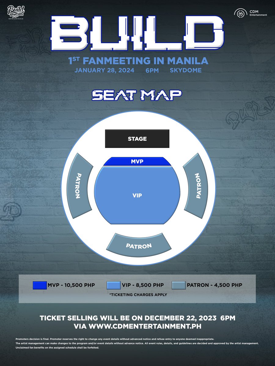 cdmentph's tweet photo. This coming new year, let’s build something with luve 💙

Catch Thailand’s multi-talented star—Build Jakapan—at his first solo fanmeeting in Manila!

📆 January 28, 2024 | 6 PM
📍 Skydome

Ticket selling starts December 22, 2023, 6 PM via https://t.co/lnG9ycPWf6. 🎟️

Check out the posters for full details.

This is Build’s first solo event in Manila so let’s give him all our love. He can’t wait to reunite with Filo-Beyourluve! 

#BuildJakapan
#BuildFMinMNL