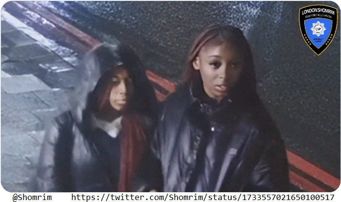 🟥Vile antisemitic attack on a Jewish woman in London.
<a href="/Shomrim/">Shomrim (London North & East)</a> are appealing for information on the attackers. Say No To Antisemitism <a href="/RachelRileyRR/">Rachel Riley MBE 💙</a> <a href="/BaronessDeech/">Ruth Deech</a> <a href="/DXW_KC/">David Wolfson</a> <a href="/CatharineHoey/">Kate Hoey</a> <a href="/Fox_Claire/">Claire Fox</a> <a href="/danielmgmoylan/">Lord Moylan</a> <a href="/grantshapps/">Rt Hon Sir Grant Shapps</a> <a href="/JamesCleverly/">James Cleverly🇬🇧</a> <a href="/SuellaBraverman/">Suella Braverman</a> <a href="/CST_UK/">CST</a>