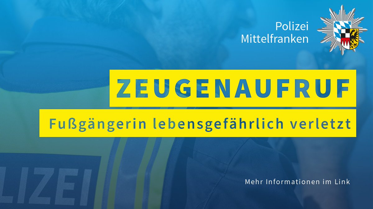 Bei einem #Verkehrsunfall in #Nürnberg ist am Freitagabend (08.12.2023) eine Fußgängerin lebensgefährlich verletzt worden. #Unfallzeugen werden gebeten sich unter ☎️0911 65830 zu melden. ▶️ polizei.bayern.de/aktuelles/pres…