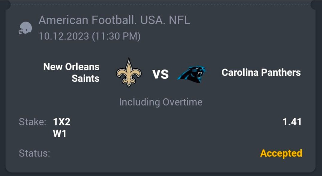 American Football - NFL

🏈 New Orleans Saints ML
🔖 1.41
💵 21 Units

#GamblingTwitter #SportsBetting #TeamParieur #SportsPicks #Betting #A3RBET #FreePicks #SportsBettor #Sports

#NFL #NFLPicks #NFLBets #NFLTwitter #NFLGameday #CARvsNO #Saints #CarolinaPanthers

Like + RT