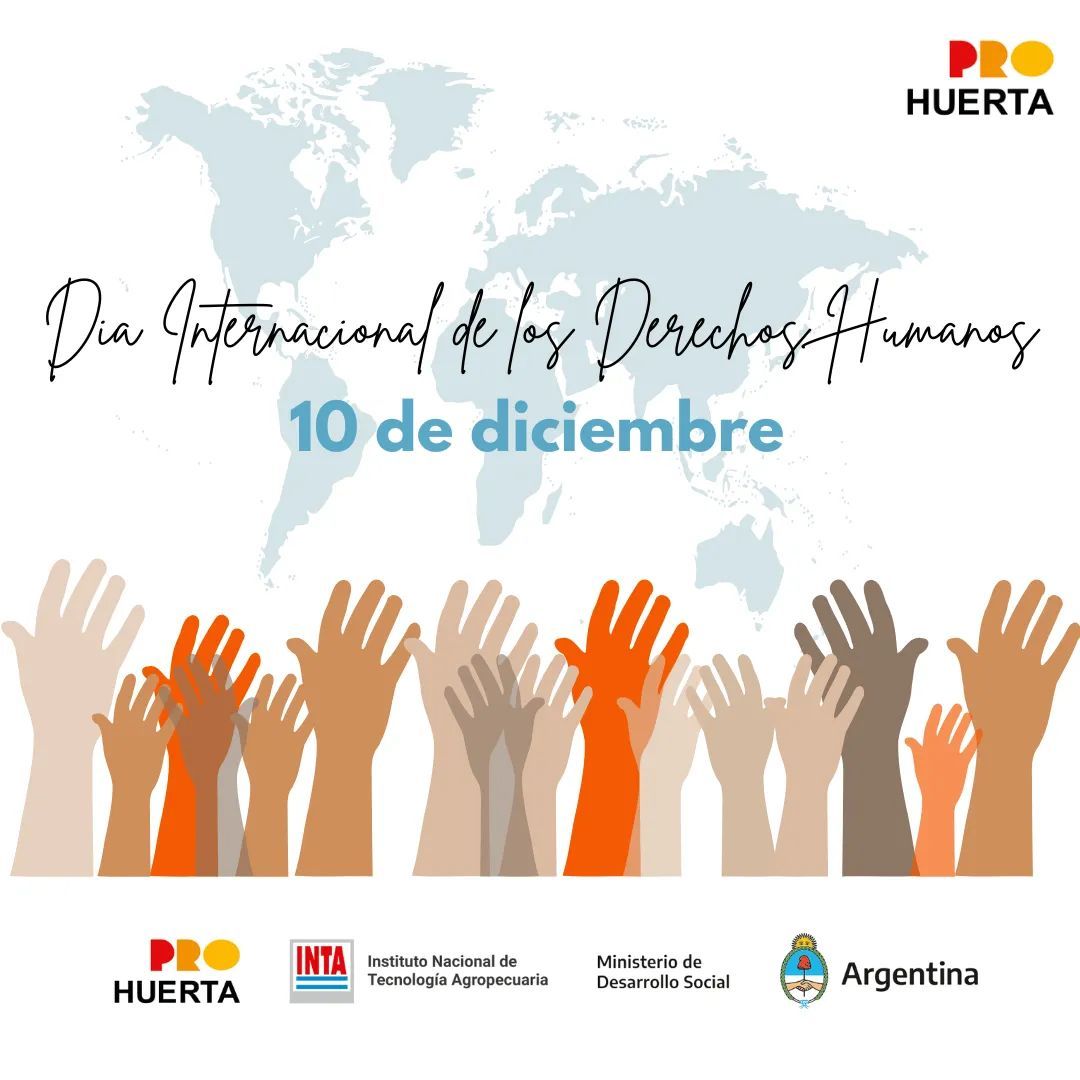 prohuerta's tweet photo. DÍA INTERNACIONAL DE LOS DD.HH.

Cada 10 de diciembre tenemos la oportunidad de reflexionar y renovar los esfuerzos en pos de la dignidad y el respeto de los derechos humanos.

¡Sigamos trabajando por una alimentación sana, segura y soberana!

@intaargentina https://t.co/zLpMHxdfs7