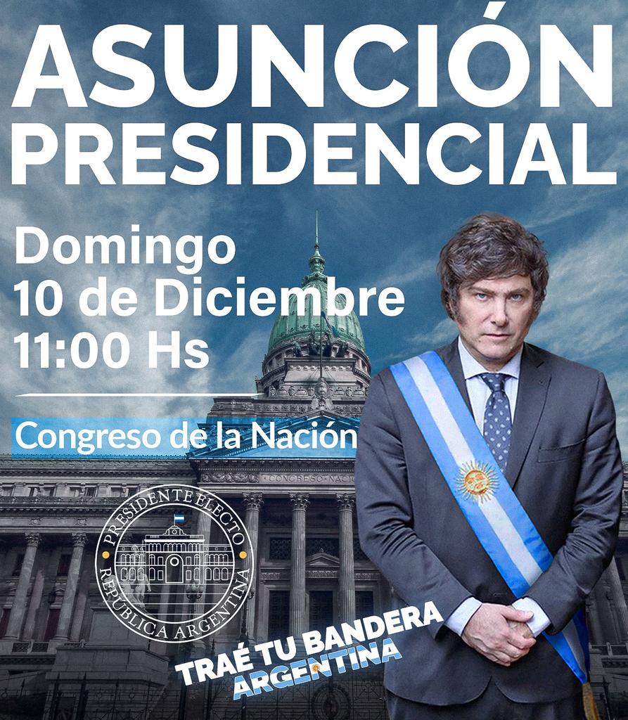 CarlMoses60's tweet photo. 🇦🇷 Is this a historic turning point in #Argentina? Or just the beginning of a dramatic interlude? The creation of a new trauma? Or finally a liberation for a long-suffering country?
Today, libertarian Javier Milei takes office as President of Argentina.
Hope for the best but... https://t.co/vM4MlikJDF